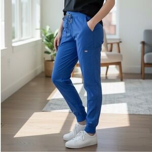 Med Couture Touch Womens Jogger Scrub Pants Ceil Blue Performance Stretch Medium